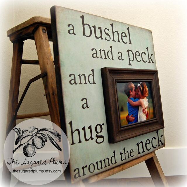 Baby Picture Frame Custom Bushel & A Peck Shower Baptism Christening First Birthday 16x16 Nursery Wall Decor Sign - image 1