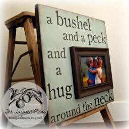 Baby Picture Frame Custom Bushel & A Peck Shower Baptism Christening First Birthday 16x16 Nursery Wall Decor Sign - thumbnail 1