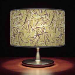 Green Purple Mauve Leaf Print Lampshade - Handmade Floral Drum Pendant Botanical Ceiling Light For Modern Natural Interiors