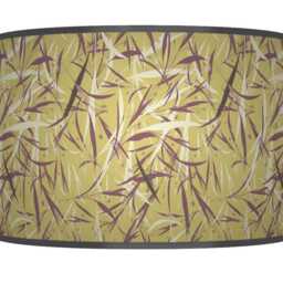 Green Purple Mauve Leaf Print Lampshade - Handmade Floral Drum Pendant Botanical Ceiling Light For Modern Natural Interiors - thumbnail 3
