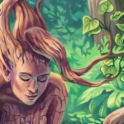 Rootless 18x24 Print - Tree Painting Forest Landscape Lovely Dryad Flowers Fantasy Pretty Acrylic Colorful Nymph Poster Art Reproduction - thumbnail 2
