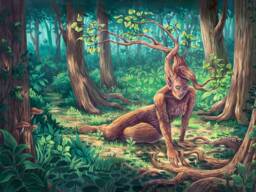 Rootless 18x24 Print - Tree Painting Forest Landscape Lovely Dryad Flowers Fantasy Pretty Acrylic Colorful Nymph Poster Art Reproduction - thumbnail 1