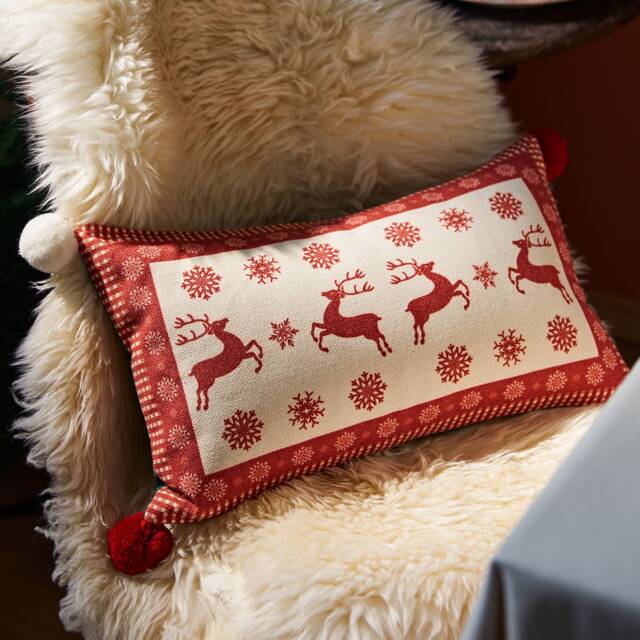 Art Print Reindeer Pillow Cover, Custom Size Lumbar Cushion Sofa Decor - image 1