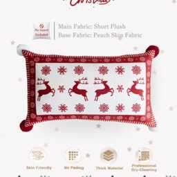 Art Print Reindeer Pillow Cover, Custom Size Lumbar Cushion Sofa Decor - thumbnail 3