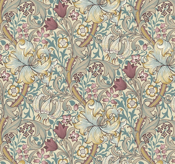 William Morris Floral Crib Sheet Rose, Plum, Slate Blue Cotton - image 1