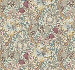 William Morris Floral Crib Sheet Rose, Plum, Slate Blue Cotton - thumbnail 1
