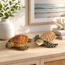 Whimsical Sea Turtle Wood Carving, Coastal Decor Animal Figurine, Ocean Lover Decor, Nautical Wooden Statue, Unique Beach Gift For Her - thumbnail 4