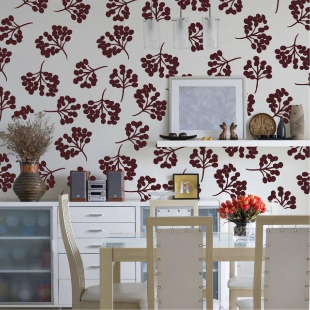Large Berry Pattern - Custom Vinyl Removable Wall Decals Nature Berries Floral Print - image 1