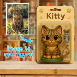 Custom Cat Figurine From Photo - Personalized Kitty Sculpture Gift Cute 3D Cartoon Pet Keepsake To For Lovers - thumbnail 2