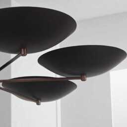 Italian Sputnik 6 Light Dome Style Raw Brass Chandelier Fixture Ceiling Lamp - thumbnail 3