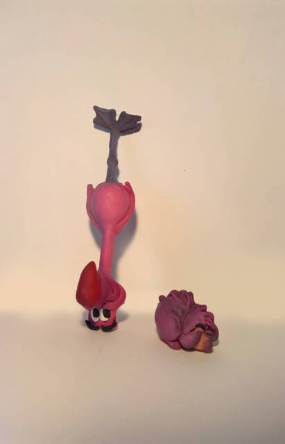 Alice in Wonderland - Flamingo & Hedgehog Handmade Polymer Clay Action Figure. Unique Collectible - image 1