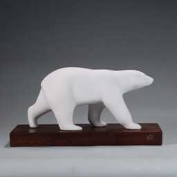 Polar Bear Sculpture By John Perry 11In Long On Hard-Wood Slab. Signed - thumbnail 2