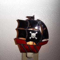 Pirate Ship Night Light With Skull & Cross Bones Sticker - thumbnail 2