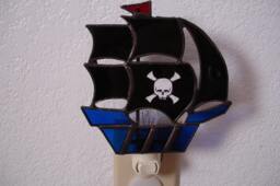Pirate Ship Night Light With Skull & Cross Bones Sticker