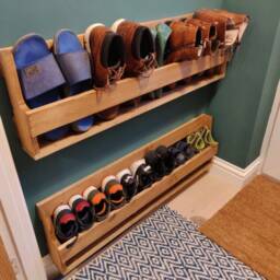 Space Saving Hallway Wall Mounted Pallet Wood Floating Shoe Rack - thumbnail 3