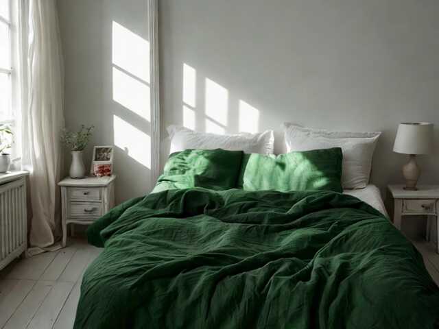 Verdant Linen Bedding Set Rustic Duvet Cover & 2 Pillowcases Soft Medium Weight Bedding, Stonewashed Comfort - image 1