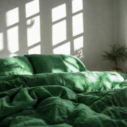 Verdant Linen Bedding Set Rustic Duvet Cover & 2 Pillowcases Soft Medium Weight Bedding, Stonewashed Comfort - thumbnail 4