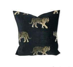 "Luxurious Tiger Cushion Covers - Designer Animal Print Velvet Chenille 16"", 18"", 22"", 24"" & 18"" X 12"", 20"" 14" - thumbnail 1