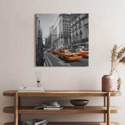 Taxi Traffic On An Avenue in Manhattan Canvas, Picture Wall Hanging, Gray Art, Travel Canvas Painting - thumbnail 3