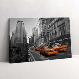 Taxi Traffic On An Avenue in Manhattan Canvas, Picture Wall Hanging, Gray Art, Travel Canvas Painting - thumbnail 2
