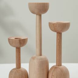 Wooden Candlestick Set Of 3 Rustic Scandinavian Home Decor - thumbnail 4