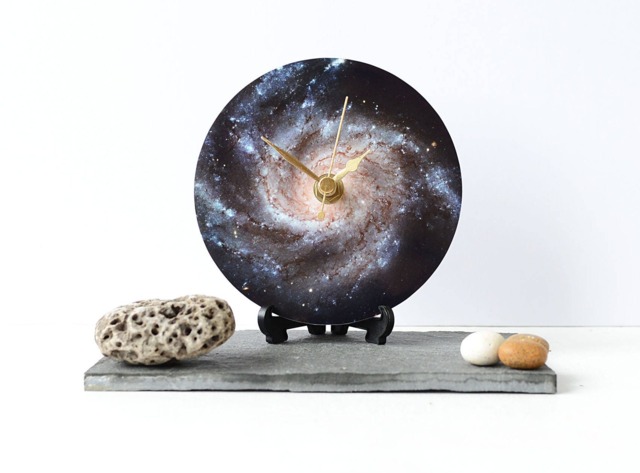 Galaxy Desk Clock - Decoupage Photo Space Stars Astronomy Night Sky Pinwheel - image 1