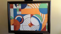 Frank Lloyd Wright Hoffman House Rug Design Custom Framed 1000Pc Finished Puzzle Wall Art - thumbnail 1