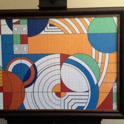Frank Lloyd Wright Hoffman House Rug Design Custom Framed 1000Pc Finished Puzzle Wall Art - thumbnail 2