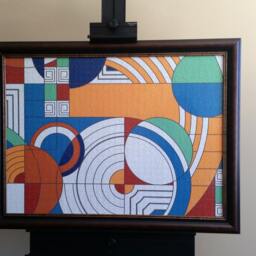 Frank Lloyd Wright Hoffman House Rug Design Custom Framed 1000Pc Finished Puzzle Wall Art - thumbnail 3