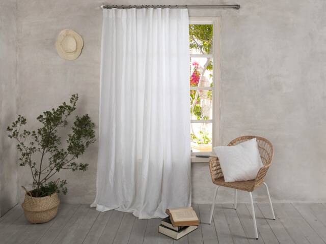 Linen Curtain-Linen Panel in White Color- Curtain With Ripple Tape - Curtain Width 32'' - 80cm X Custom Length - image 1