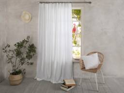 Linen Curtain-Linen Panel in White Color- Curtain With Ripple Tape - Curtain Width 32'' - 80cm X Custom Length - thumbnail 1