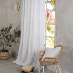 Linen Curtain-Linen Panel in White Color- Curtain With Ripple Tape - Curtain Width 32'' - 80cm X Custom Length - thumbnail 2