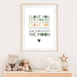 I Love You in The Morning & Afternoon Print, Boys Nursery Prints, Wall Art, Moon Bedroom Decor, Playroom - thumbnail 3