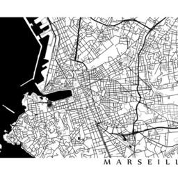 Marseilles Poster Map - France Art Print Black & White - thumbnail 2
