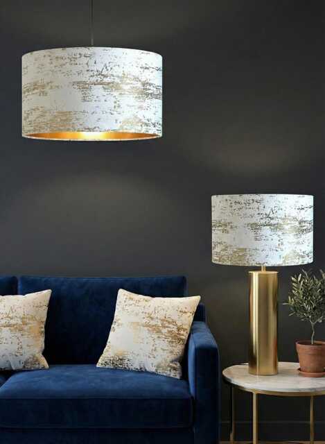 Handmade By Order Luxury Gold Shimmer Foiled On White Velvet Drum Lamp Shade Pendant Light All Shapes & Sizes Available - image 1
