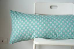 Floral Lumbar Pillow Cover Indian Block Print, Natural Dyed - thumbnail 1