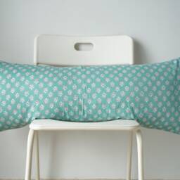 Floral Lumbar Pillow Cover Indian Block Print, Natural Dyed - thumbnail 2