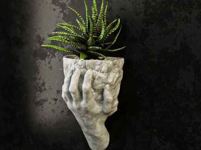 Wall Mounted Plant Pot - Hand Holding Rock Eco Friendly - image 1