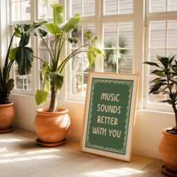 Music Sounds Better With You Print - Green Lyric Print, 90S Retro Quote Lover Quote, Lyrics - thumbnail 3
