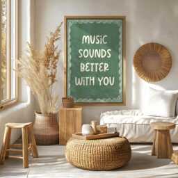 Music Sounds Better With You Print - Green Lyric Print, 90S Retro Quote Lover Quote, Lyrics - thumbnail 1