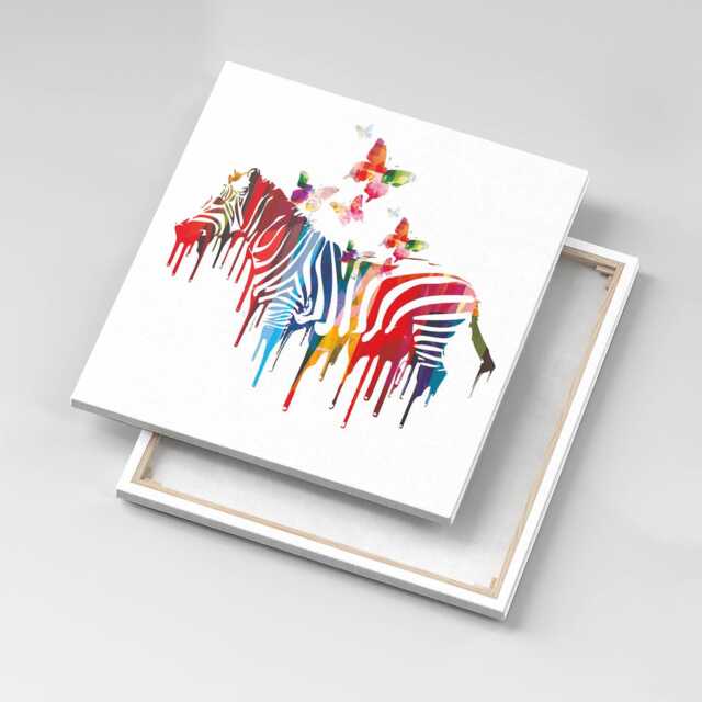 Colorful Zebra Canvas, Wall Art Picture, Red Decoration, Abstraction Canvas - image 1
