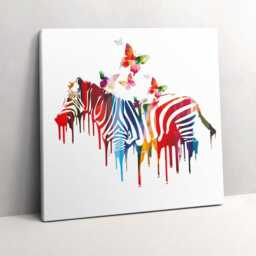 Colorful Zebra Canvas, Wall Art Picture, Red Decoration, Abstraction Canvas - thumbnail 2