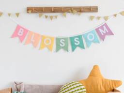 Pastel Rainbow Name Banner Custom Felt Bunting, Kids Room Decor - thumbnail 1