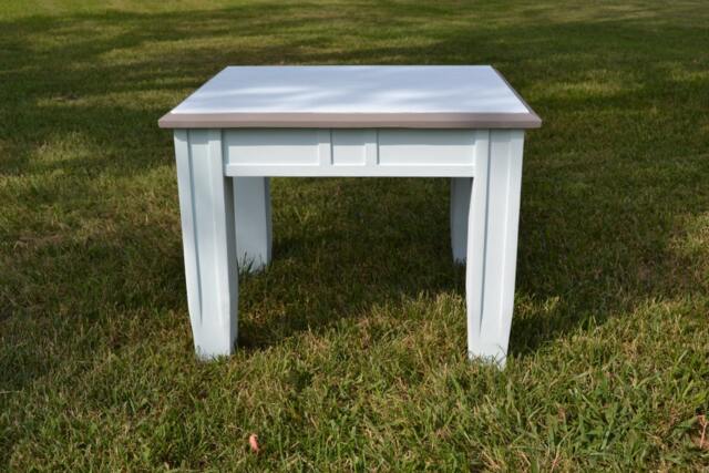 Light Blue & Gray Painted Two-Tone Coffee Table Side Oversized Wide Design - image 1