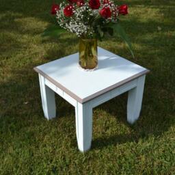 Light Blue & Gray Painted Two-Tone Coffee Table Side Oversized Wide Design - thumbnail 3