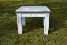 Light Blue & Gray Painted Two-Tone Coffee Table Side Oversized Wide Design - thumbnail 1