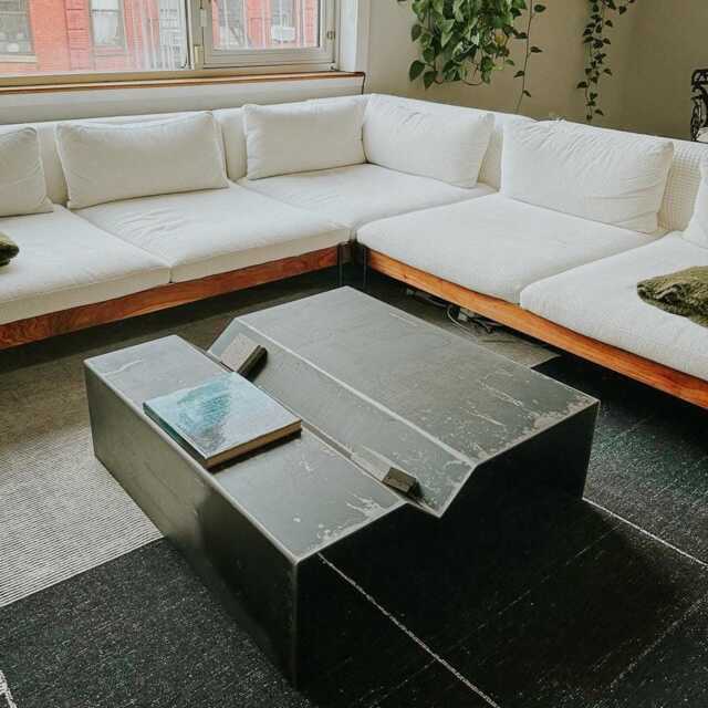 Modern Steel Coffee Table With Storage Distressed Industrial Design - image 1