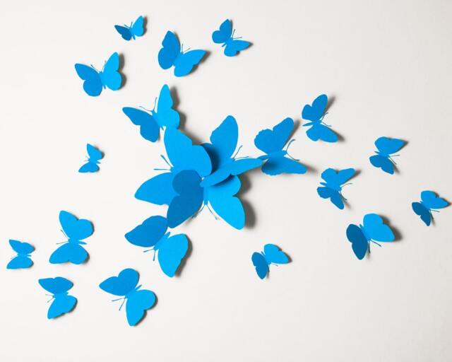 3D Wall Butterflies, Turquoise Blue Butterfly Silhouettes For Home Decor, Nursery, Children's Room - image 1