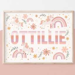 Personalised Unicorn Name, Print, Girl Nursery Decor, Unframed Name Poster, Teen Tween Bedroom Fairytale Decor - thumbnail 2