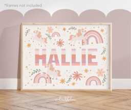 Personalised Unicorn Name, Print, Girl Nursery Decor, Unframed Name Poster, Teen Tween Bedroom Fairytale Decor - thumbnail 1